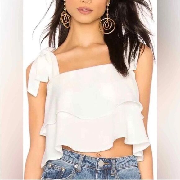 NWT Revolve Super Down Helene White Tiered Top - White / Small - Picture 13 of 14